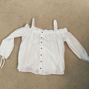White over the shoulder shirt